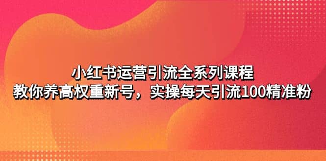 小红书运营引流全系列课程：教你养高权重新号网创吧-网创项目资源站-副业项目-创业项目-搞钱项目网创吧