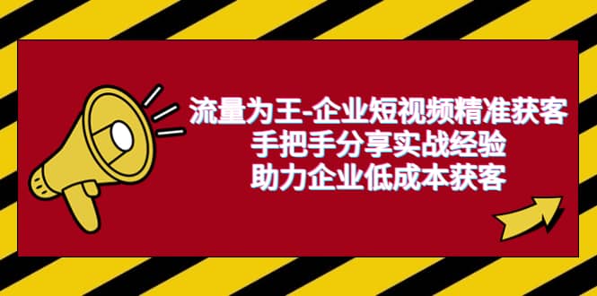 流量为王-企业 短视频精准获客，手把手分享实战经验，助力企业低成本获客网创吧-网创项目资源站-副业项目-创业项目-搞钱项目网创吧