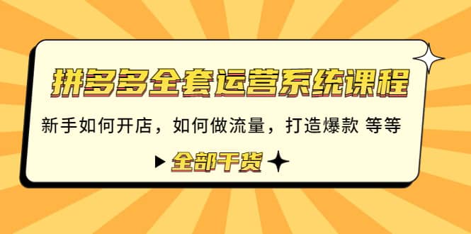 拼多多全套运营系统课程：新手如何开店 如何做流量 打造爆款 等等 全部干货网创吧-网创项目资源站-副业项目-创业项目-搞钱项目网创吧