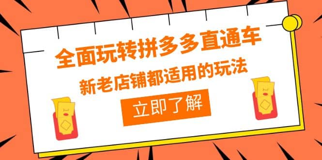 全面玩转拼多多直通车，新老店铺都适用的玩法（12节精华课）网创吧-网创项目资源站-副业项目-创业项目-搞钱项目网创吧