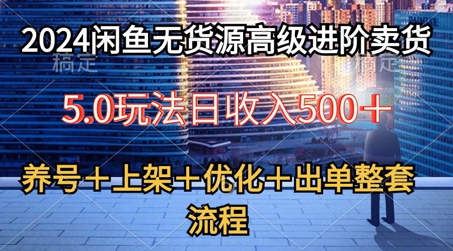 2024闲鱼无货源高级进阶卖货5.0，养号＋选品＋上架＋优化＋出单整套流程网创吧-网创项目资源站-副业项目-创业项目-搞钱项目网创吧