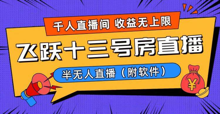 爆火飞跃十三号房半无人直播，一场直播上千人，日入过万！（附软件）网创吧-网创项目资源站-副业项目-创业项目-搞钱项目网创吧