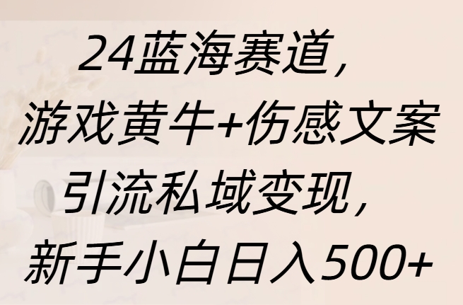 24蓝海赛道，游戏黄牛+伤感文案引流私域变现，新手日入500+网创吧-网创项目资源站-副业项目-创业项目-搞钱项目网创吧