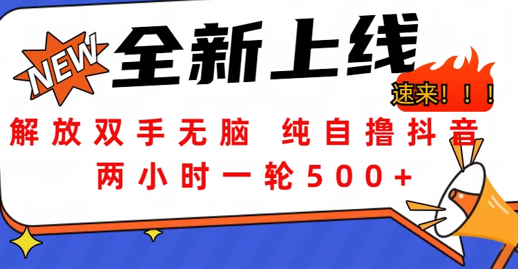 解放双手无脑 纯自撸抖音 两小时一轮500+网创吧-网创项目资源站-副业项目-创业项目-搞钱项目网创吧